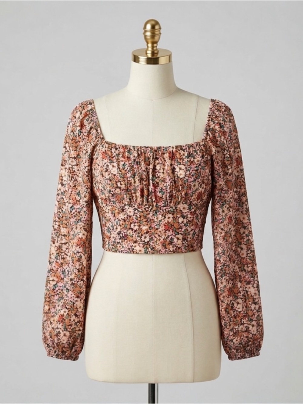 Wild Fable Floral Square Neck Puff Sleeve Cottagecore Crop Top NWT XXL